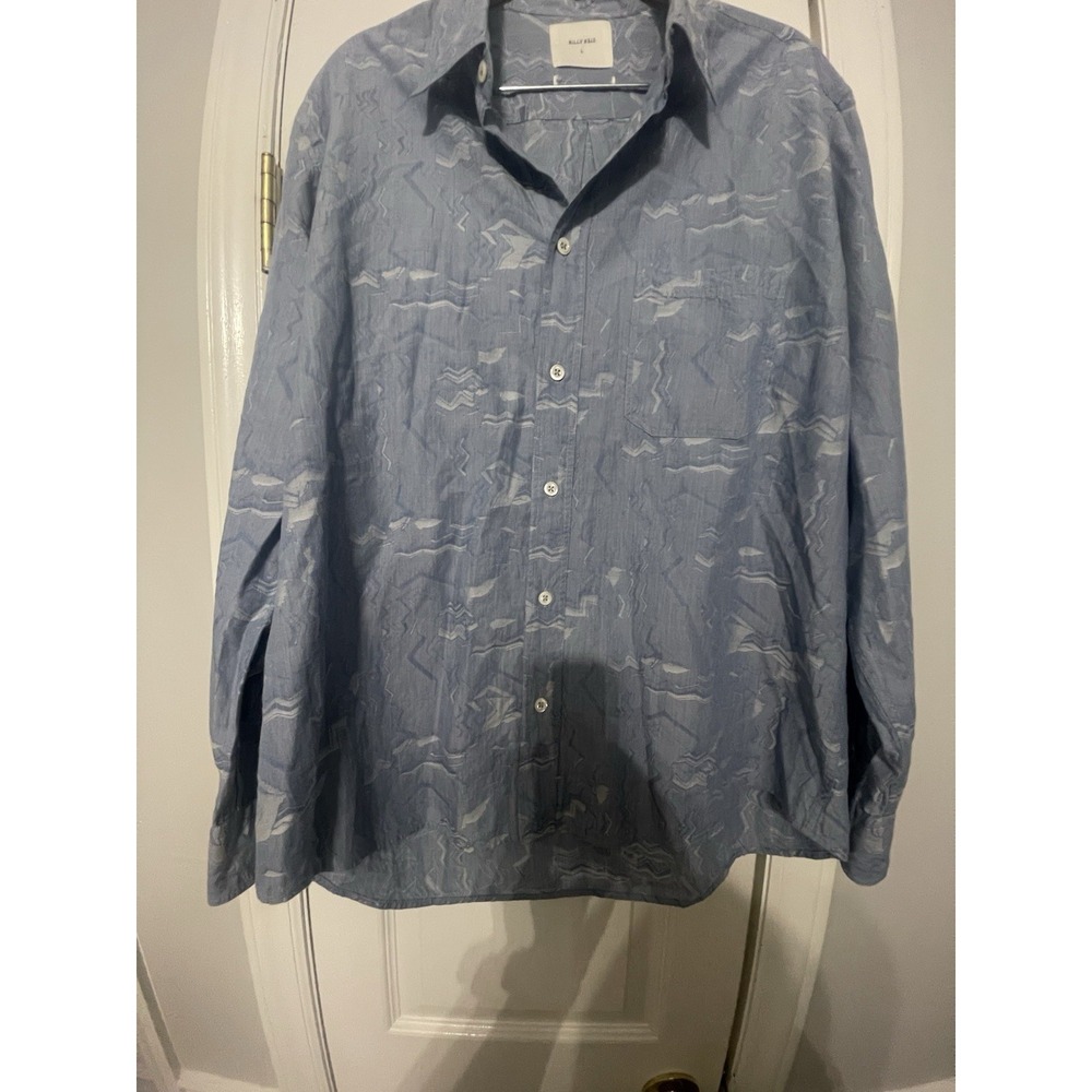 Billy Reid Blue Abstract LS Button-Up Shirt w/ Pockets L Regular